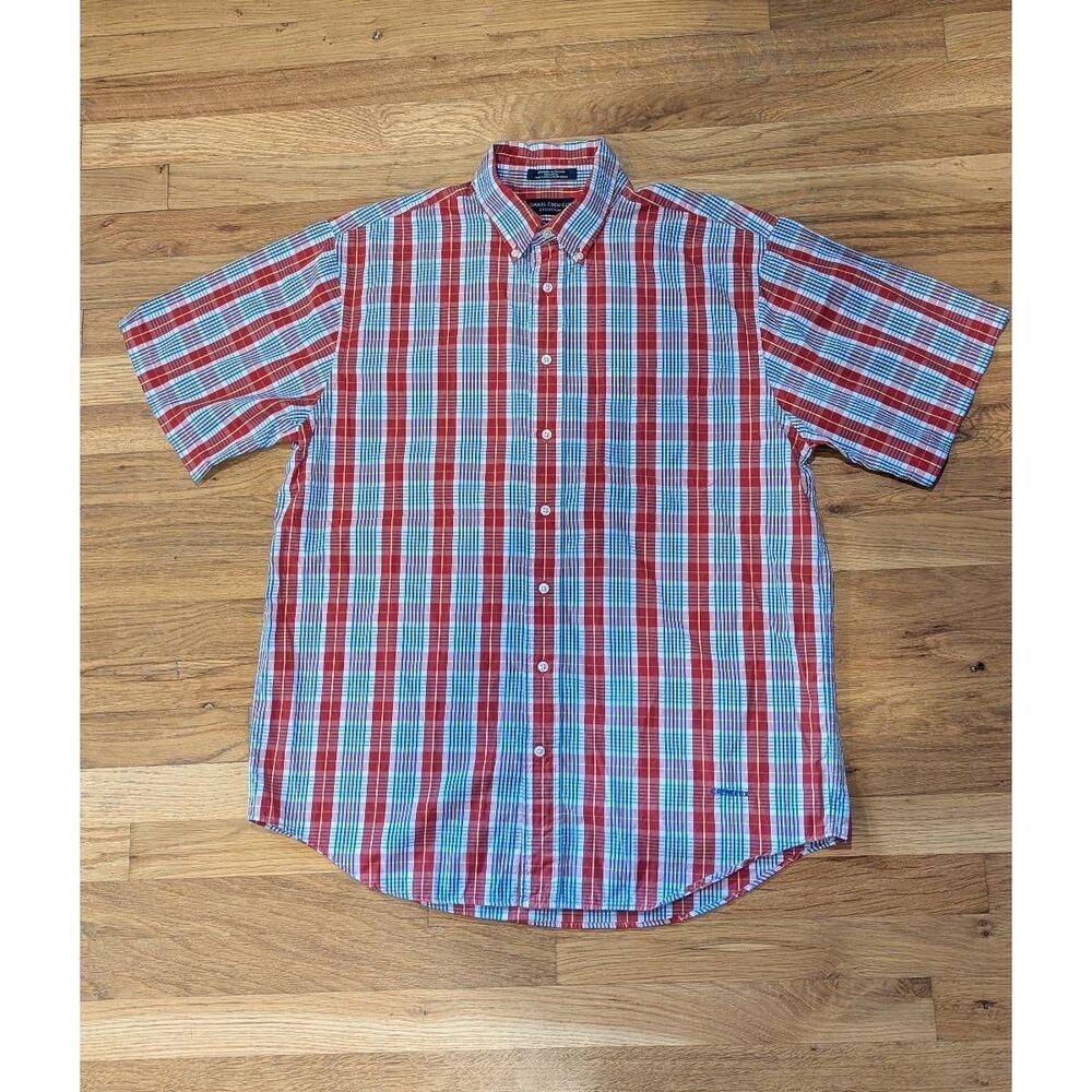 Daniel Cremieux Short Sleeve Plaid Button Down Large America 4th of July Western
